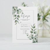 Minimal Greenery Blätter Moderne White Wedding RSV RSVP Karte (Stehend Vorderseite)