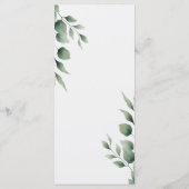 Minimal Greenery Blätter Modernes White Wedding Me Menükarte (Rückseite)