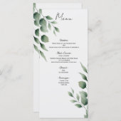 Minimal Greenery Blätter Modernes White Wedding Me Menükarte (Vorne/Hinten)