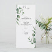 Minimal Greenery Blätter Modernes White Wedding Me Menükarte (Stehend Vorderseite)