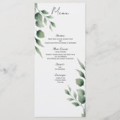Minimal Greenery Blätter Modernes White Wedding Me Menükarte (Vorderseite)