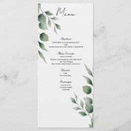 Minimal Greenery Blätter Modernes White Wedding Me Menükarte