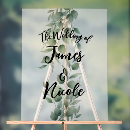 Minimal Greenery Blätter Modernes White Wedding Ze Acrylschild