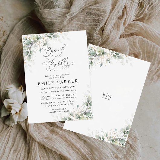 Minimal Greenery Bridal Shower Invitation Einladung