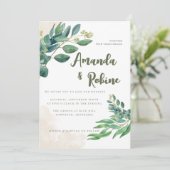Minimal Greenery Eucalyptus Wedding Einladung (Stehend Vorderseite)