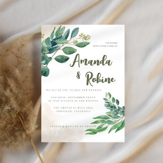 Minimal Greenery Eucalyptus Wedding Einladung