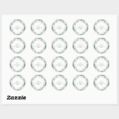 Minimal Greenery Monogram Round Aufkleber (Blatt)