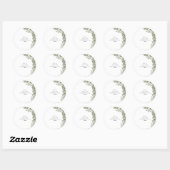 Minimal Greenery Monogram Round Aufkleber (Blatt)