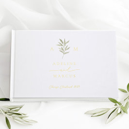 Minimal Greenery Olive Branch Wedding Foil Guest B Gästebuch