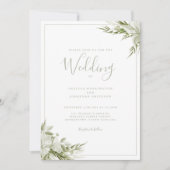 Minimal Greenery Sage Green Leaf Hochzeit Einladung (Vorderseite)
