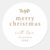 Minimal Greenery Simple Merry Christmas Runder Aufkleber (Vorderseite)