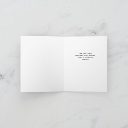 Minimal Greenery und Gold Cross | Taufe Dankeskarte (Innenseite)