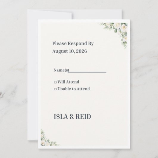 Minimal Greenery Wedding RSVP Card | Elegant Flora Einladung (Vorderseite)