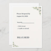 Minimal Greenery Wedding RSVP Card | Elegant Flora Einladung (Vorne/Hinten)