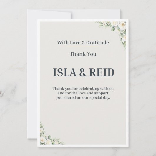 Minimal Greenery Wedding Thank You Card Einladung (Vorderseite)