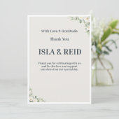 Minimal Greenery Wedding Thank You Card Einladung (Stehend Vorderseite)
