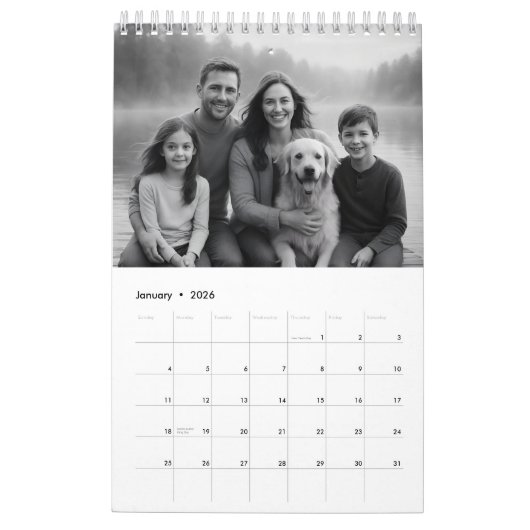 Minimal Grey and White Family Moments 14-Photo Kalender (Jan 2026)