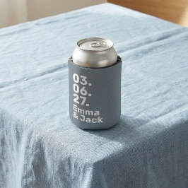 Minimal grey bold modern wedding date and names dosenkühler