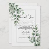 Minimal Grün Blätter Moderne Weiß Vielen Dank Einladung (Vorne/Hinten)