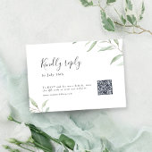 Minimal grün botanische rustikale Hochzeit QR Code RSVP Karte