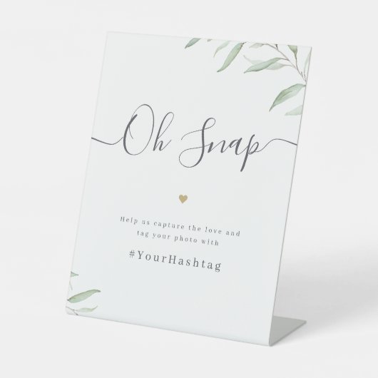 Minimal Grün Drehbuch rustikale Hochzeit Oh Snap Sockelschild (Vorderseite)