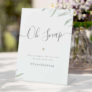 Minimal Grün Drehbuch rustikale Hochzeit Oh Snap Sockelschild