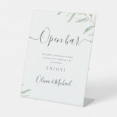 Minimal Grün Drehbuch rustikale Hochzeit Open Bar Sockelschild (Vorderseite)