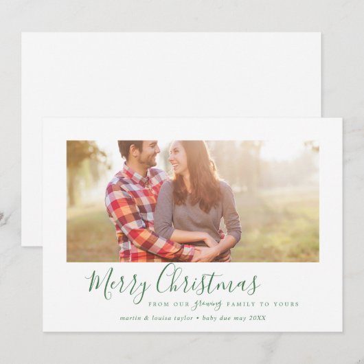 Minimal Grün frohe Weihnachten Unsere wachsende Fa (Vorne/Hinten)