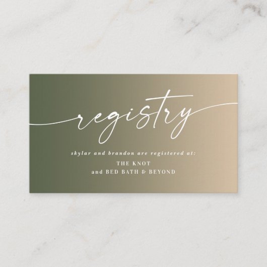 Minimal Grün & Gelb Ombre Fade Wedding Registry Begleitkarte (Vorderseite)