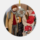 Minimal Grün Merry & Bright Foto Weihnachten Keramik Ornament (Hinten)