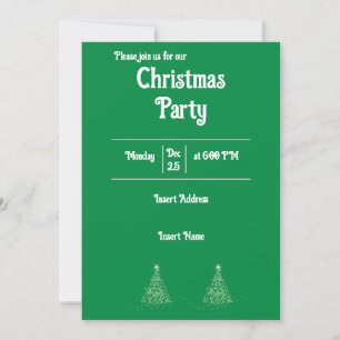 Minimal grün mit White Text Weihnachten Party Einladung