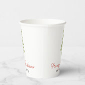 Minimal Grün & Rot Weihnachtsbaum Familie Pappbecher (Rechts)