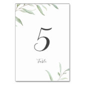 Minimal Grün rustikale Hochzeitskarte Tischnummer (Rückseite)