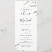 Minimal Grün rustikales Hochzeitsprogramm Menükarte (Vorderseite)