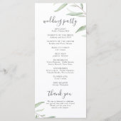 Minimal Grün rustikales Hochzeitsprogramm Menükarte (Rückseite)