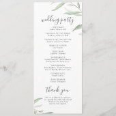 Minimal Grün rustikales Hochzeitsprogramm Menükarte (Rückseite)