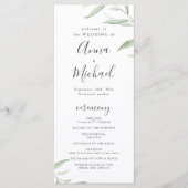 Minimal Grün rustikales Hochzeitsprogramm Menükarte (Vorderseite)