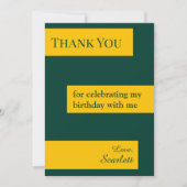 Minimal Grün und Gold Elegante Chic Geburtstag Dankeskarte (Vorderseite)