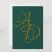 Minimal Grün und Gold Monogram Elegant Wedding Einladung (Rückseite)