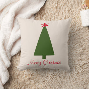 Minimal Grün Weihnachtsbaum Red Snowflake Einfach Kissen
