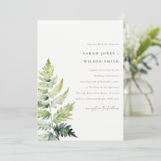 Minimal grüne Aquarellbinde Einladung (Stehend Vorderseite)