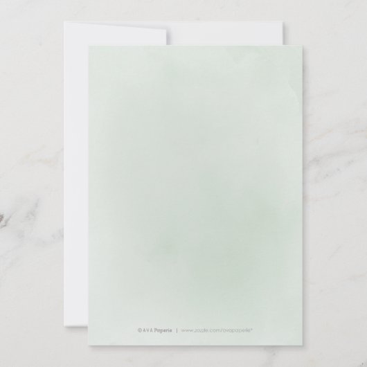 Minimal grüne Kalligraphie rustikales Brautparty Einladung (Rückseite)