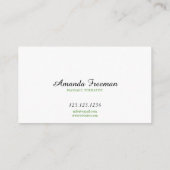 Minimal grüne Wassertropfen Massagetherapie Visitenkarte (Rückseite)