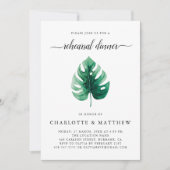 Minimal grünes tropisches Leaf Probe Abendessen Einladung (Vorderseite)