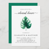 Minimal grünes tropisches Leaf Probe Abendessen Einladung (Vorne/Hinten)