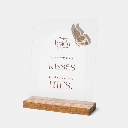 Minimal Guess How Many Kisses Bridal Shower Game Acrylschild (Winkel)