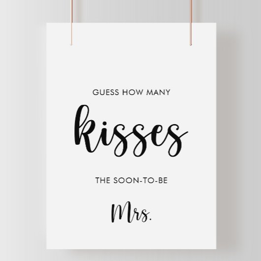 Minimal Guess How Many Kisses Bridal Shower Game  Poster