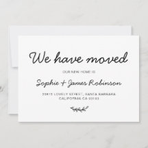 Minimal haben wir neue Zuhause Moving Ankündigung 