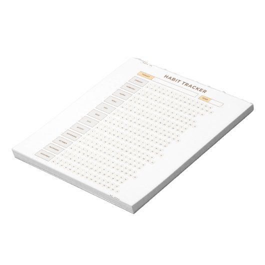 Minimal Habit Tracker Beige Grid Design Notizblock (Rotiert)