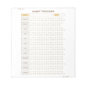 Minimal Habit Tracker Beige Grid Design Notizblock (Vorderseite)